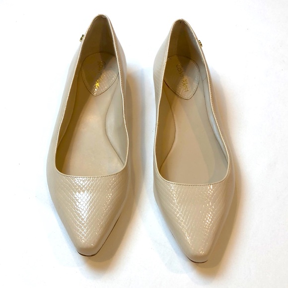 Calvin Klein Shoes - Calvin Klein Emerin Faux Snakeskin Nude Flats 8